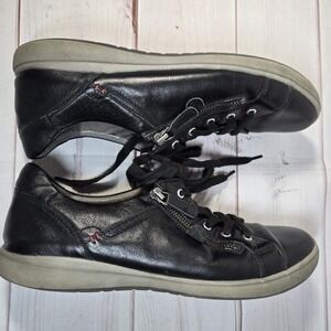 Josef Seibel Black Leather Sneakers - Comfort Casual Zip Shoes‎ - Women's EU 42
